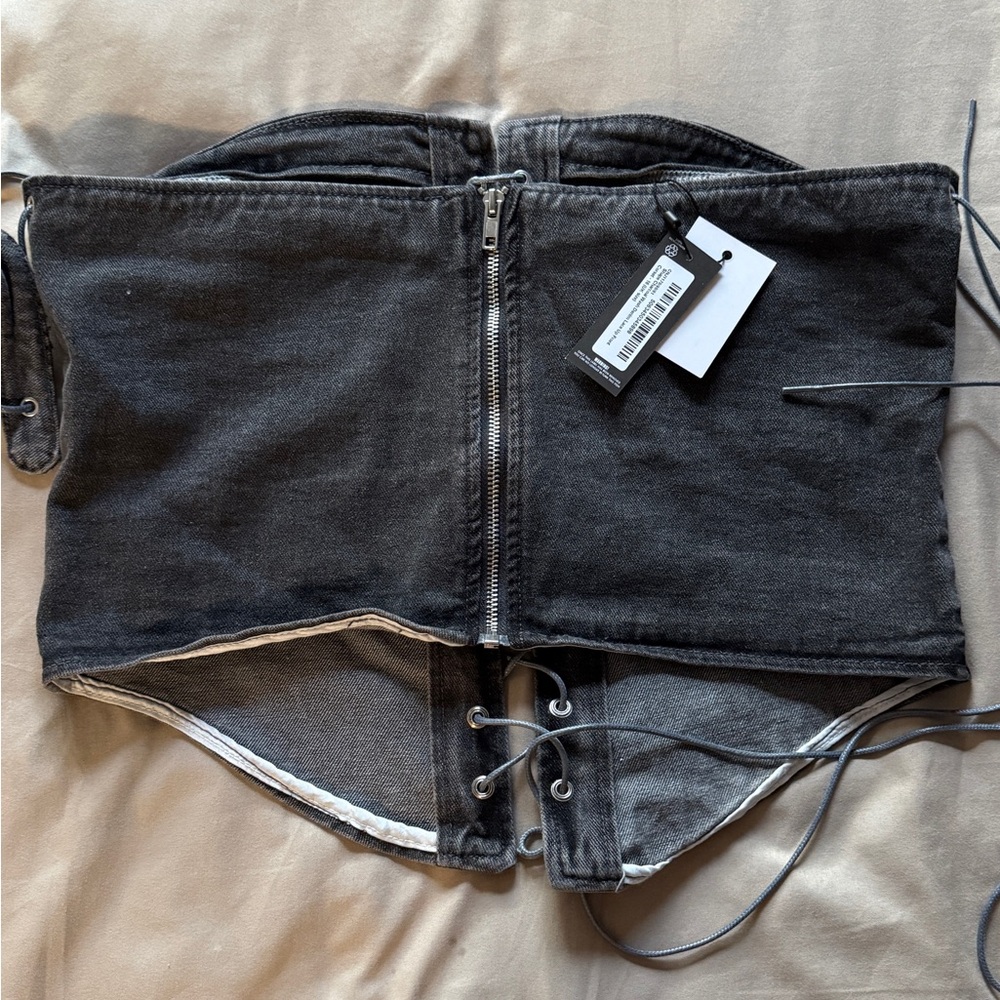 PrettyLittleThing Black Lace-Up Tank Top - Picture 3 of 9